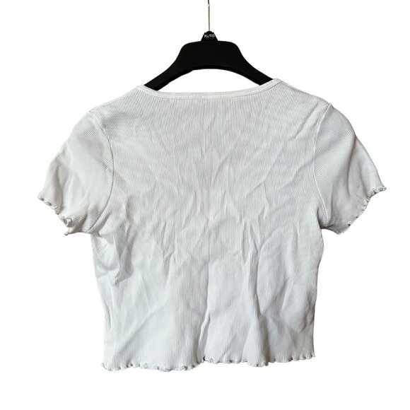 BRANDY MELVILLE White Button Up Cropped Tee - Picture 3 of 3